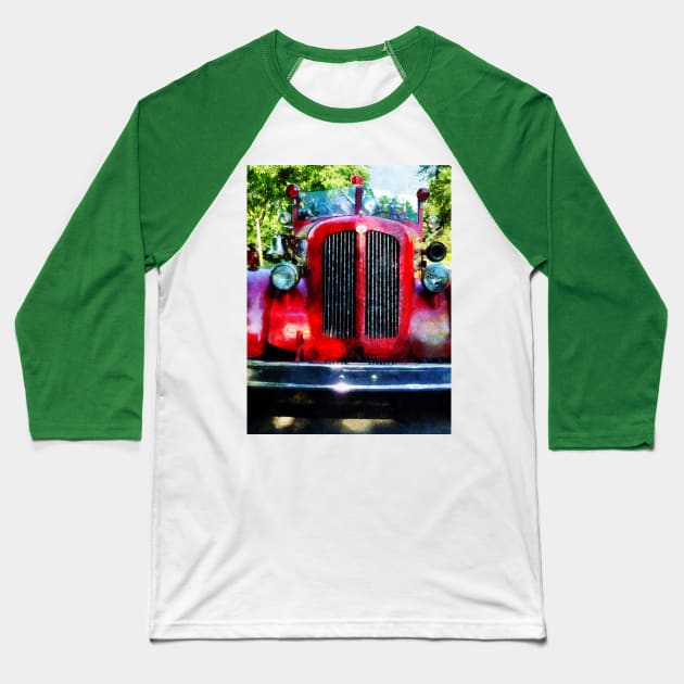 Firemen - Front Of Old Fire Truck Baseball T-Shirt by SusanSavad